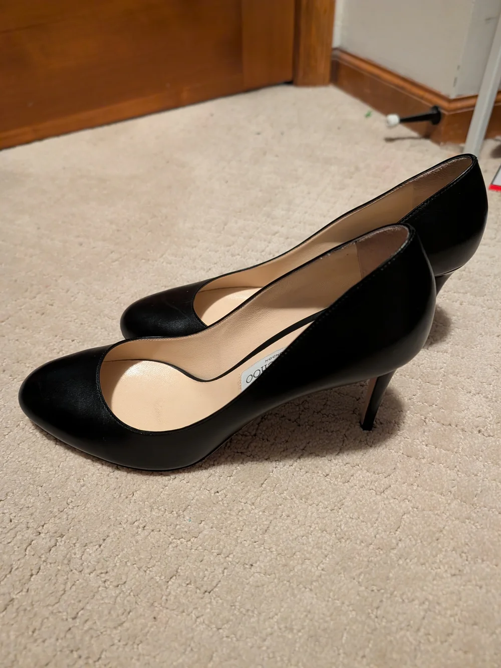 Jimmy Choo Black Leather Pointed-Toe Stiletto Pumps